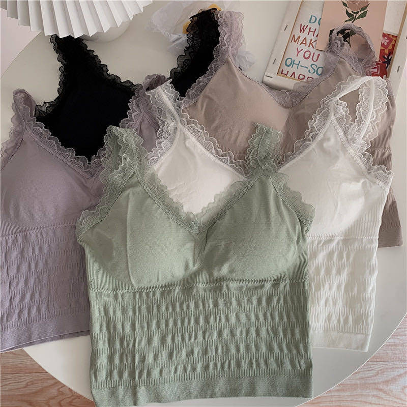 蕾丝吊带美背抹胸外穿带胸垫小胸聚拢上托内衣小众设计感裹胸上衣,女装/女士精品,抹胸,淘宝优惠券,粉丝福利购,淘宝优惠卷