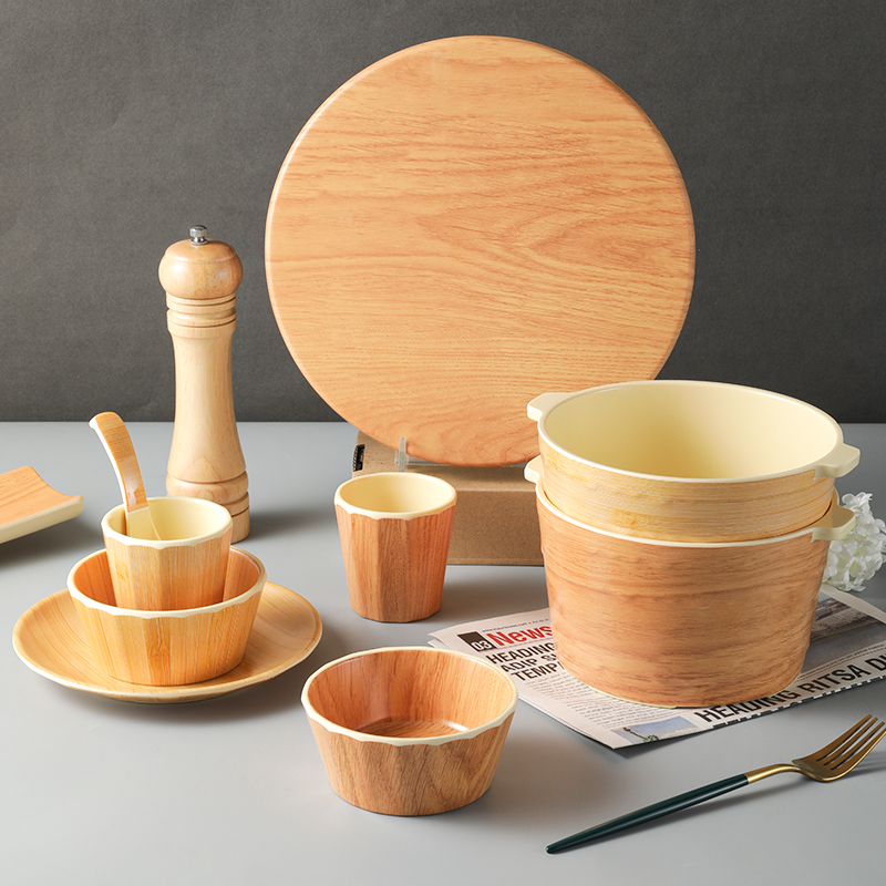 竹木纹日式风和牛寿喜密胺餐具