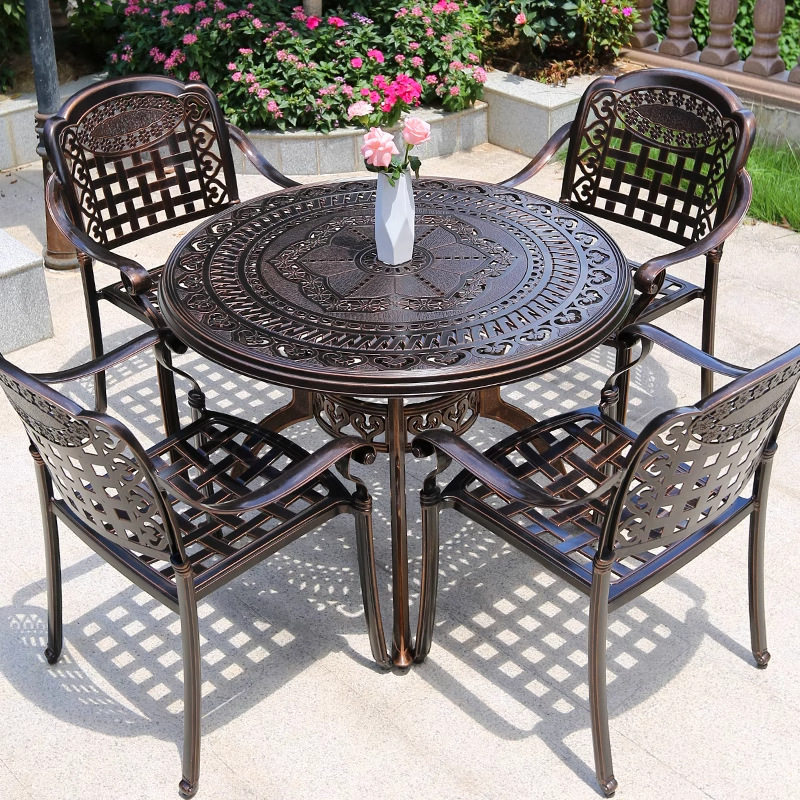 户外铸铝桌椅组合五件套室外休闲露天阳台花园庭院防腐铝合金桌椅