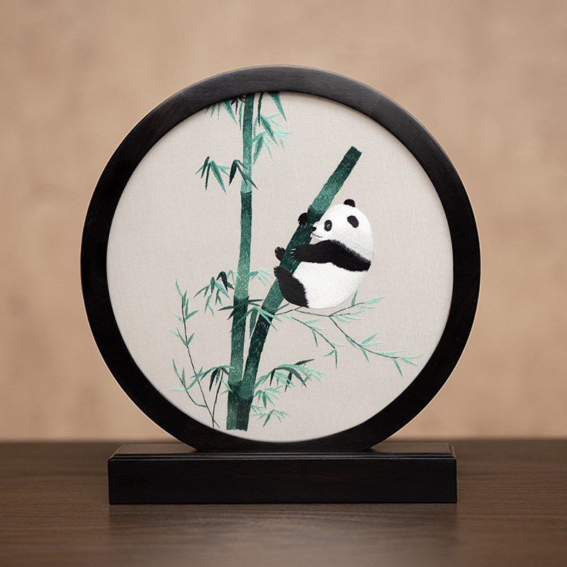 新中式客厅装饰摆件苏州刺绣桌面摆台特色双面绣工艺礼品纪念礼物