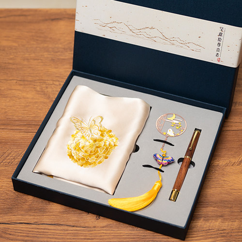 苏绣真丝围巾书签商务伴手礼品