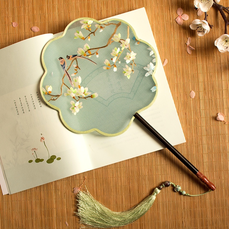 苏州绣花扇子手工双面绣团扇古风刺绣宫扇中国风汉服舞蹈道具美扇