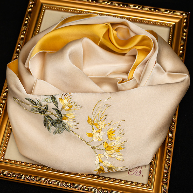 苏绣丝巾真丝围巾百搭桑蚕丝旗袍披肩送妈妈苏州绣美特产刺绣礼品