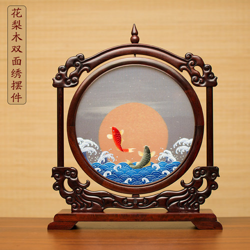 刺绣摆件装饰礼品中国风桌面摆台