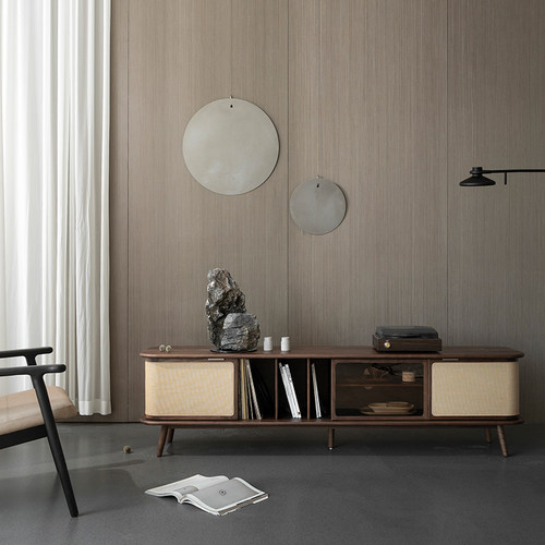 时序电视柜致家家居柜实木木