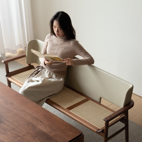 致家家居侘寂风藤编椅长凳