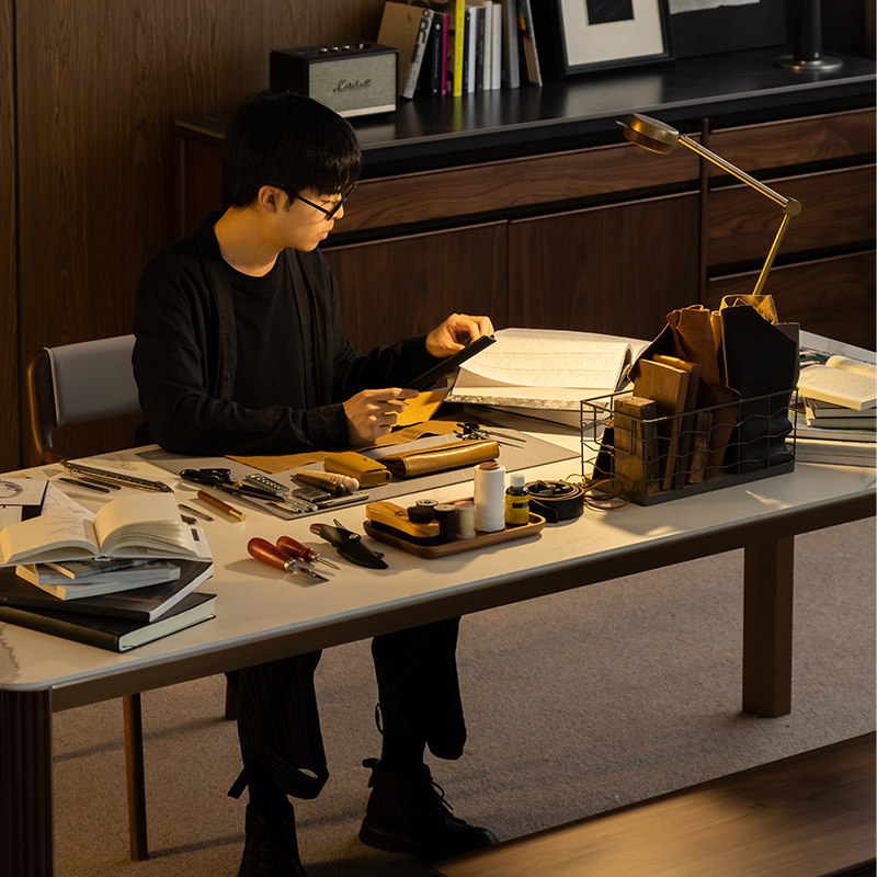 海格工作台 致家家居 |实木岩板桌面桌子长方形黑胡桃木大板餐桌,住宅家具,实木餐桌,淘宝优惠券,粉丝福利购,淘宝优惠卷