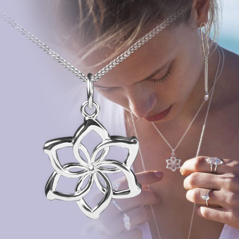 花朵项链纯银水波链女925银简约