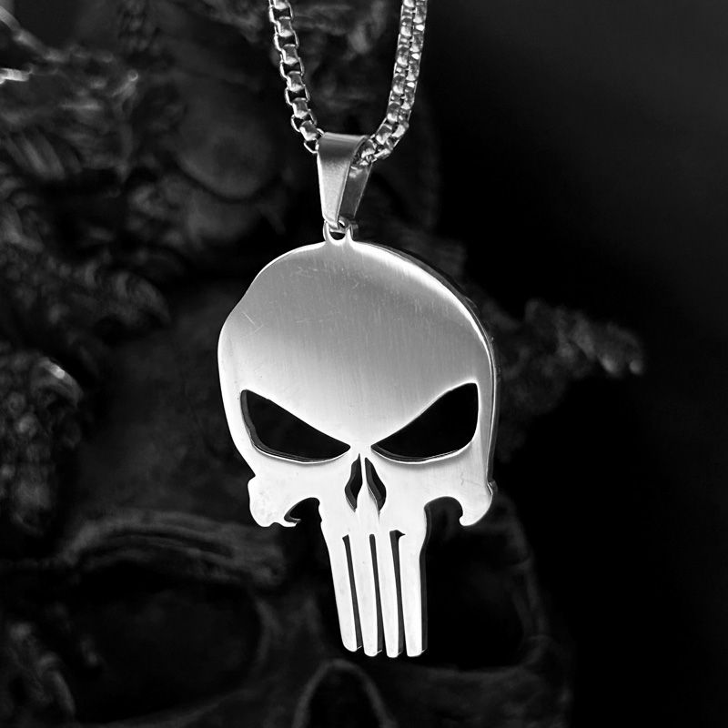 钛钢惩罚者骷髅男吊坠项链