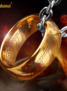 欧美小众设计至尊黄金魔戒厚版指环王钨金戒指男款高级感配项链
