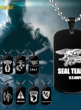 反恐精英特种兵海豹突击队三角州美军军牌项链男款吊坠钛钢狗牌