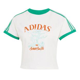 adidas阿迪达斯三叶草度假风短款修身BABYT恤女棉质短袖KX0736