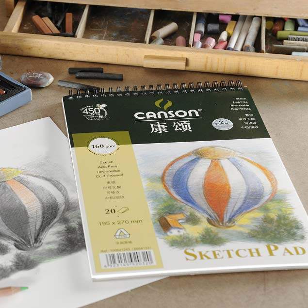康颂canson 气球素描薄 16k素描 8k素描本 160gsm 20张 法国原纸