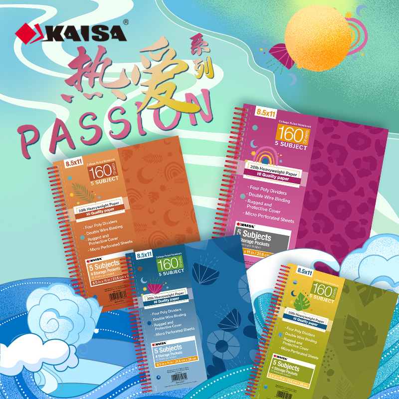 【新品】凯萨KAISA 热爱系列A4美式线圈本螺旋大学生考研记事本A4加厚i高颜值ins风文艺错题本横线三孔活页本