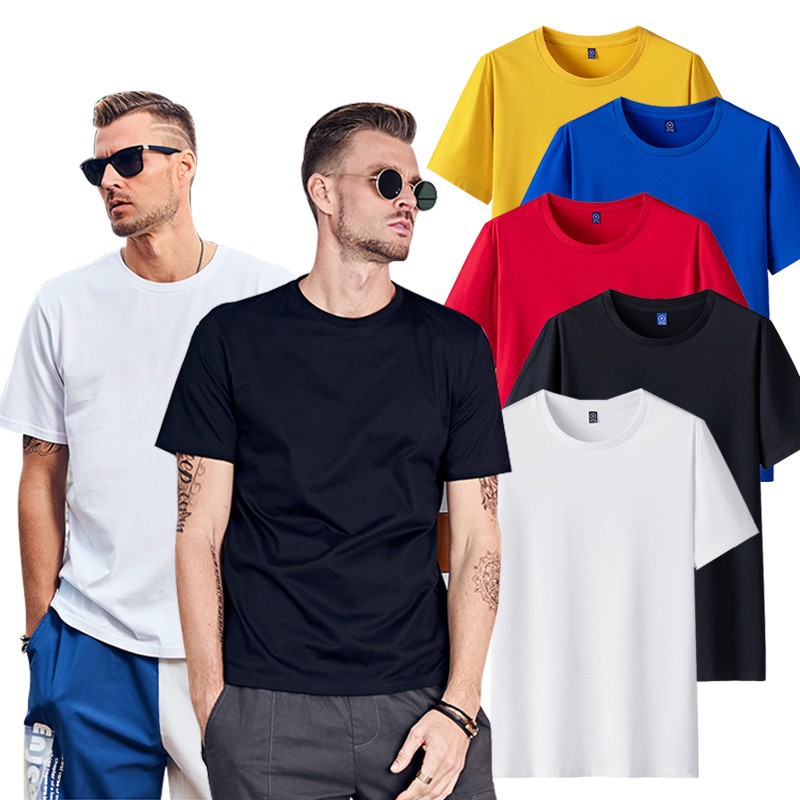 外贸T-shirt男士短袖T恤纯色打底衫男装夏季半袖上衣纯色T桖