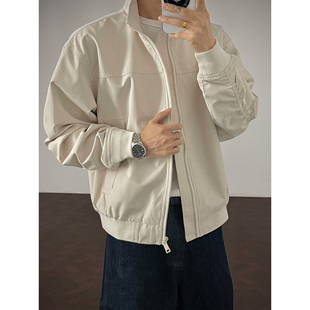 美式教练夹克男款春秋季潮流痞帅男装工装廓形飞行立领bomber外套