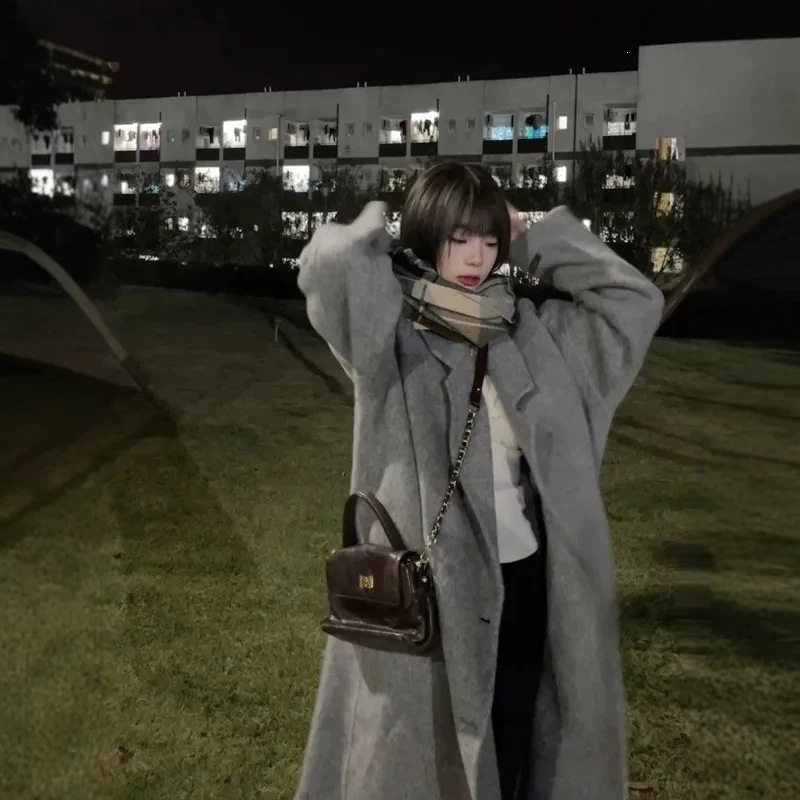 灰色毛呢外套女2026秋冬新款赫本风韩系爆款小个子高级感呢子大衣