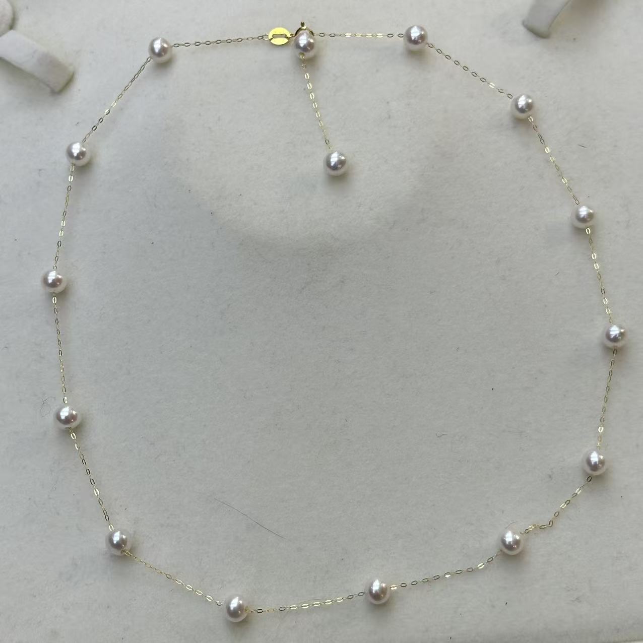 18k金 5-6mm极亮小灯泡15珠珍珠满天星项链  XL2814