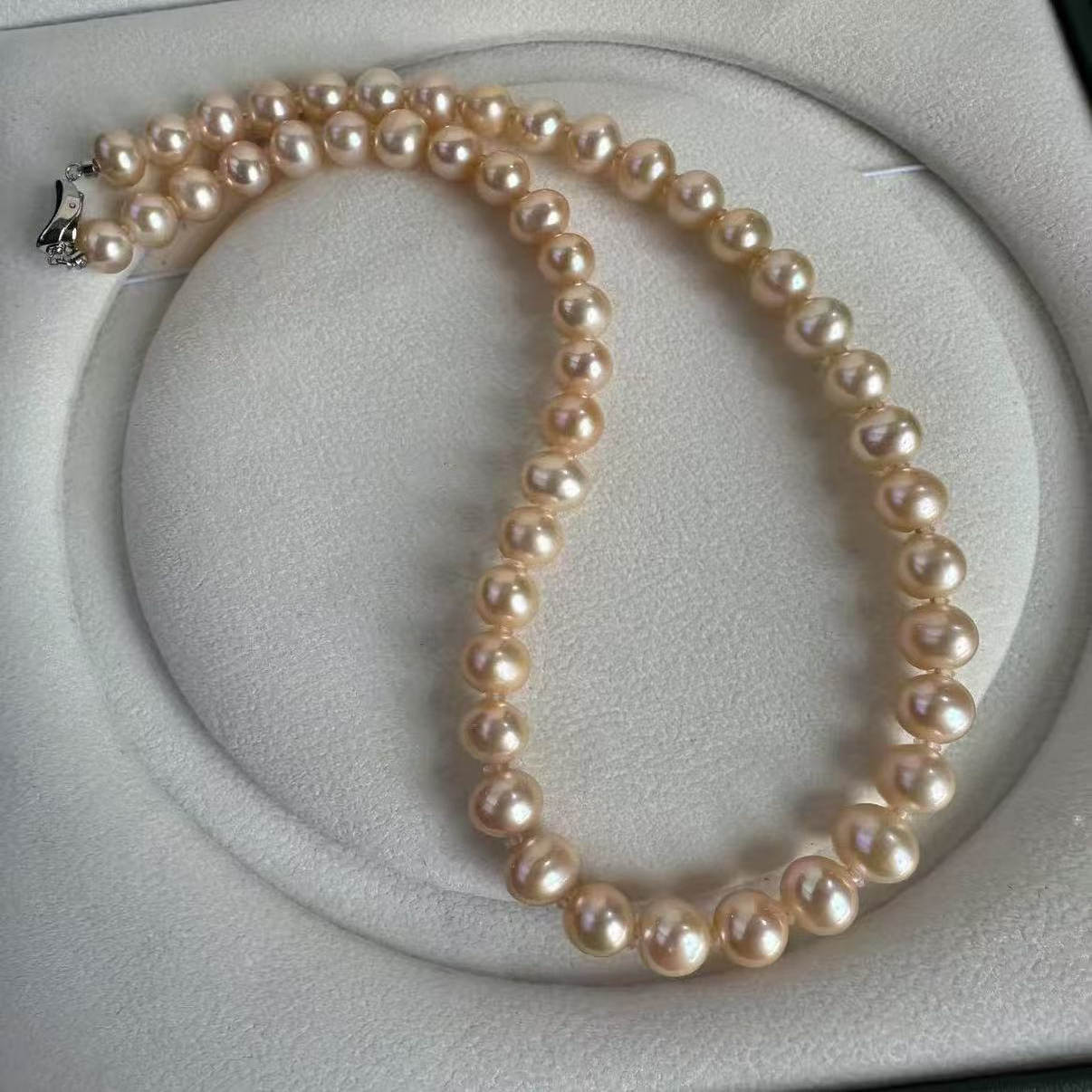 【周总福利特惠】s925银9-10mm淡水橙色珍珠项链 XL2767