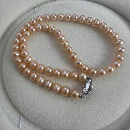 【周总专享】S925银7-8mm无核爱马橙珍珠项链 XL2769