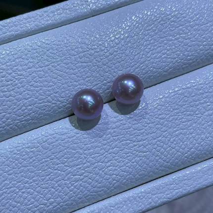 7-8mm紫色淡水珍珠S925银针  ED2296