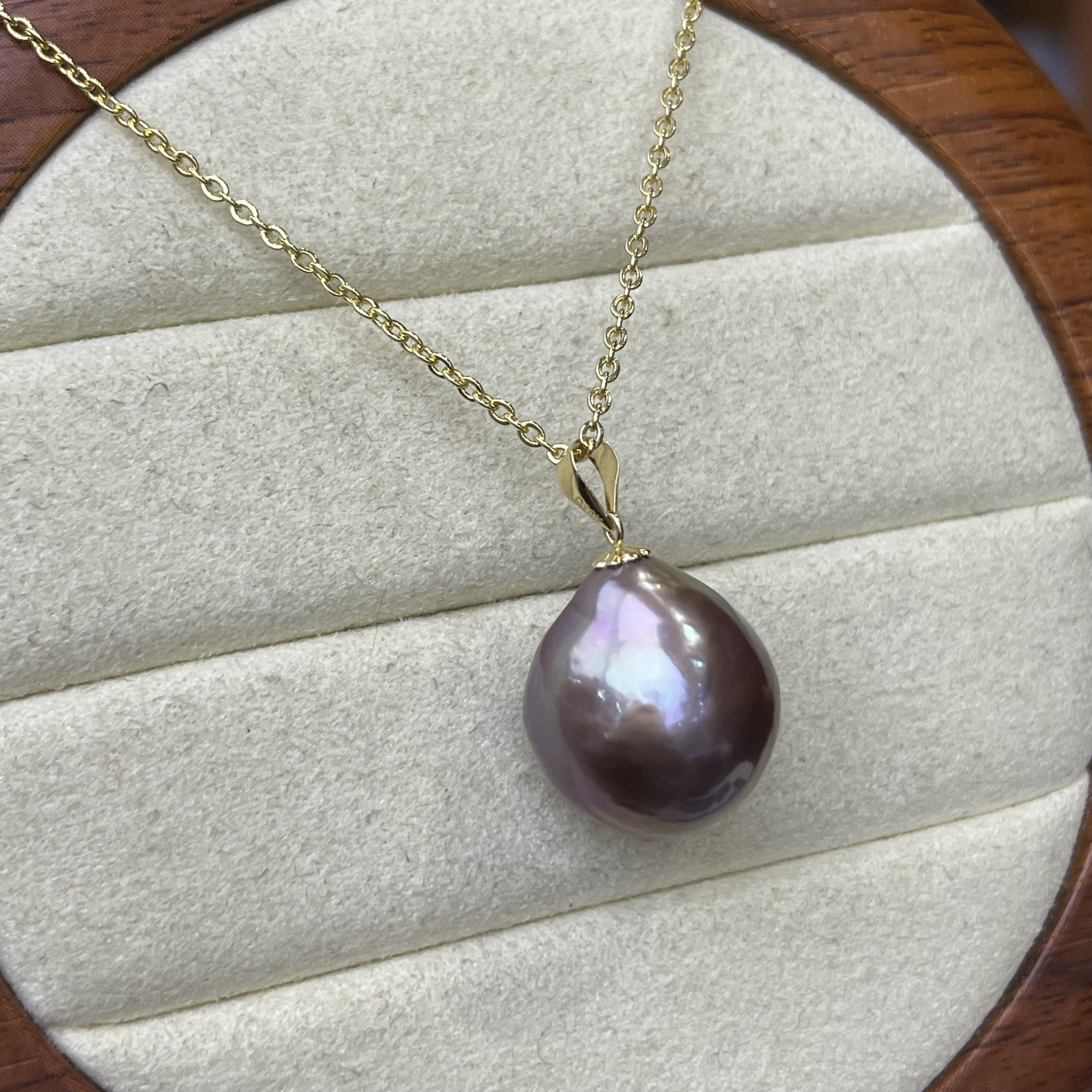 【周总专享】18k13-14mm九紫离火淡水大紫珍珠吊坠 DZ3029