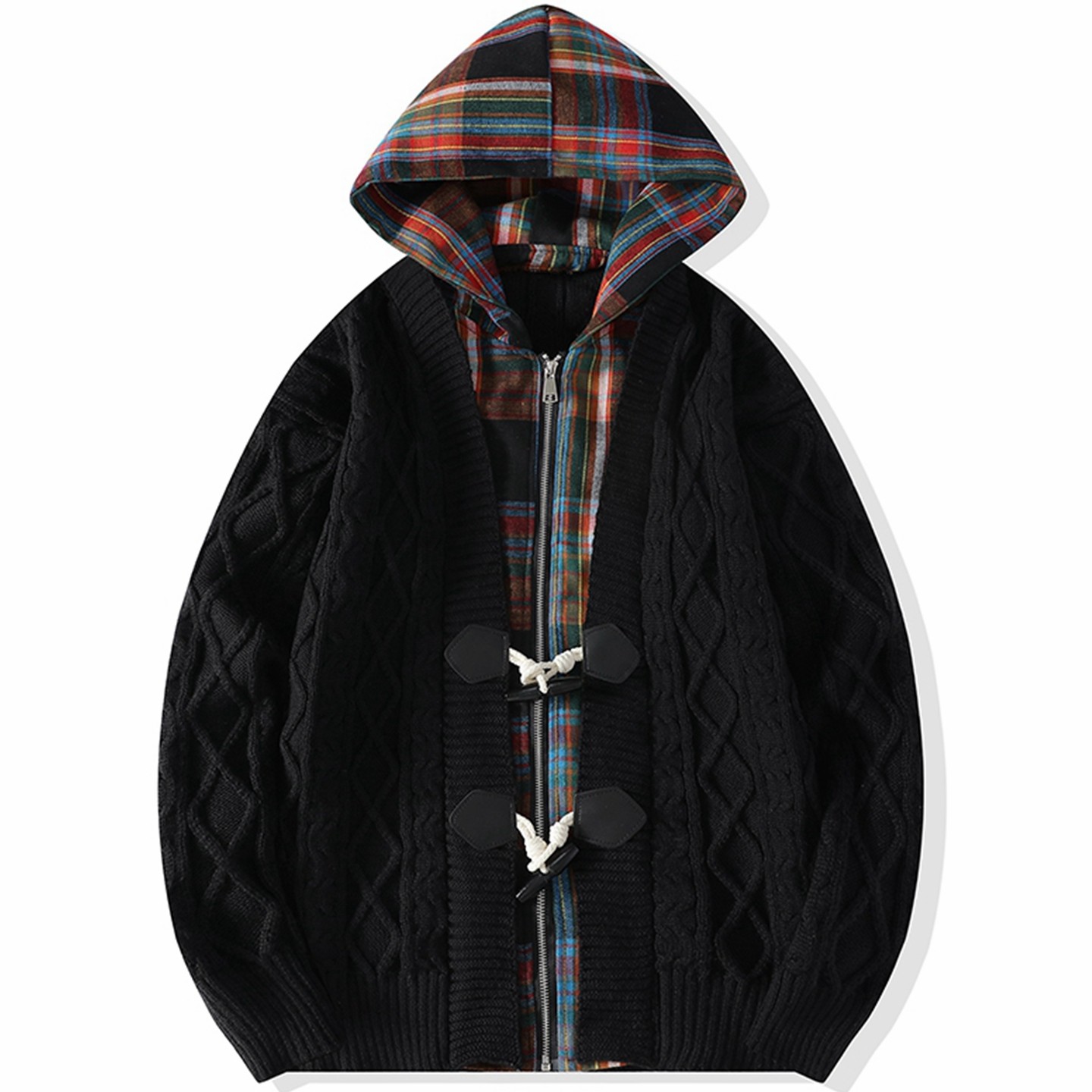 2026新款男士春秋季拼接拉链针织开衫青少年微阔线衣外套潮牌毛衣,男装,针织衫/毛衣,淘宝优惠券,粉丝福利购,淘宝优惠卷