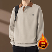 春秋款 侨迪蒙拉高端秋冬季 休闲男装 卫衣加绒加厚重磅翻领长袖 男士