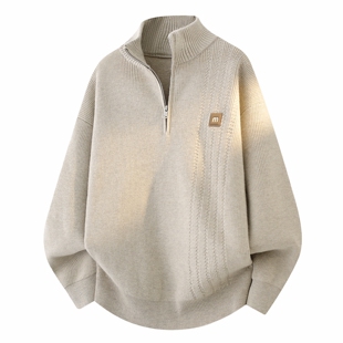 侨迪蒙拉2025半拉链立领男士 加厚保暖线衣内搭潮牌毛衣 高端针织衫