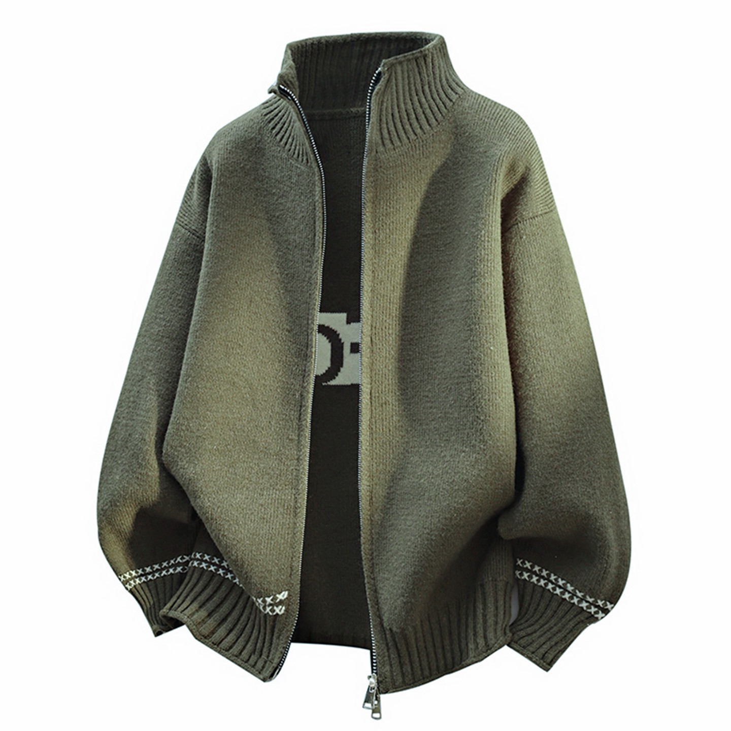 高领春秋季男士拉链字母提花针织开衫青少年微阔保暖线衣外套毛衣,男装,针织衫/毛衣,淘宝优惠券,粉丝福利购,淘宝优惠卷