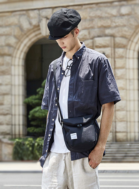 潮牌斜挎包包女学生ins百搭单肩小背包帆布森系休闲简约韩版男包