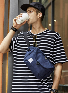 潮牌腰包男街头个性时尚胸包休闲日韩版多功能帆布单肩背包斜挎包