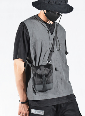 潮牌机能手机包男女斜挎包潮ins休闲斜跨腰包竖款防水迷你小包包