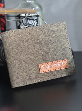 潮牌钱包男短款青年学生韩版简约休闲皮夹横款折叠牛津布帆布钱夹