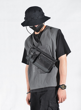 潮牌街头日系斜挎包男小挎包单肩斜跨背包机能休闲ins潮腰包胸包