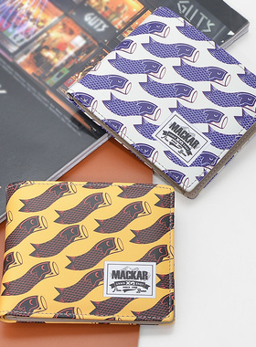 潮牌钱包男女短款学生折叠多卡位卡包小零钱包一体简约情侣皮钱夹