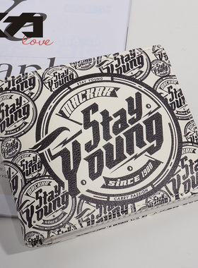 Mackar潮牌钱包男短款青年高中大学生潮流时尚个性创意韩版PU钱夹