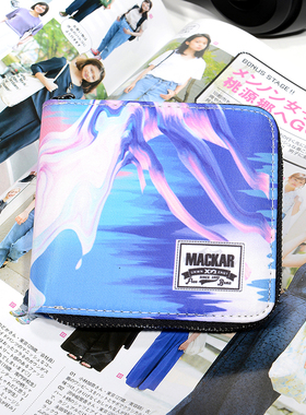 Mackar潮牌ulzzang钱包男女原宿ins短款拉链韩国青年软妹学生钱夹