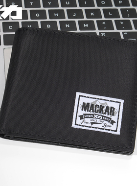 Mackar潮牌休闲钱包男士短款青年学生简约日韩版潮流折叠帆布钱夹