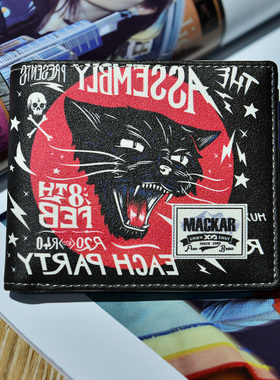 街头潮牌嘻哈钱包男短款日系原宿ulzzang学生个性韩版时尚潮钱夹