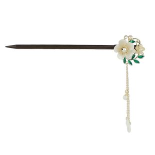 中式古风花朵发簪发饰高级流苏盘发步摇簪子汉服旗袍木质发钗头饰