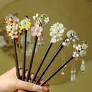 新中式 木质盘发簪子国风汉服步摇发钗子头饰古风高级感流苏发簪女