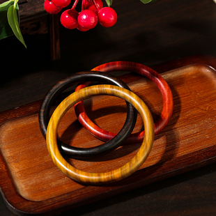 天然绿檀手镯红檀血檀木中式复古黑檀香木素圈饰品文玩镯子情侣