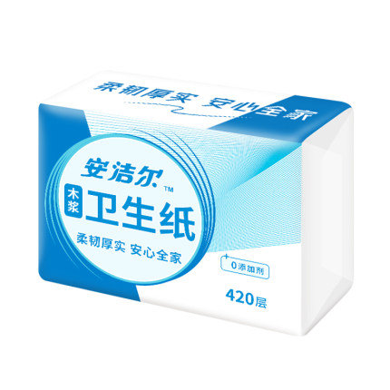 安洁尔卫生纸厕所纸平板卫生纸家庭实惠装加厚湿水不易破