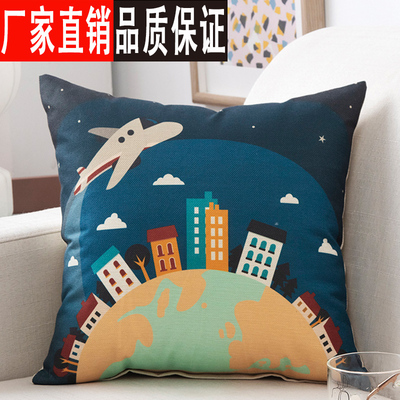 卡通亚麻加厚汽车护腰靠垫抱枕