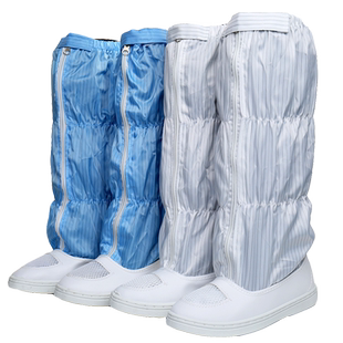 防静电高筒安全鞋蓝白色条纹网格套筒靴防砸防尘鞋 钢包头鞋 包邮