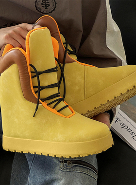 PDF风潮流CLOUD短靴厚底增高小众设计面包鞋男高帮鞋新款大黄靴男
