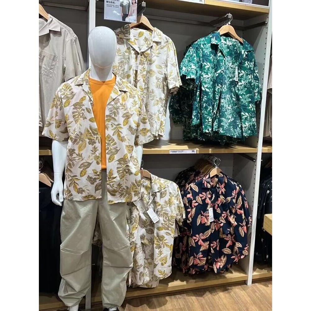 夏男士莫代尔混纺印花衬衫467513