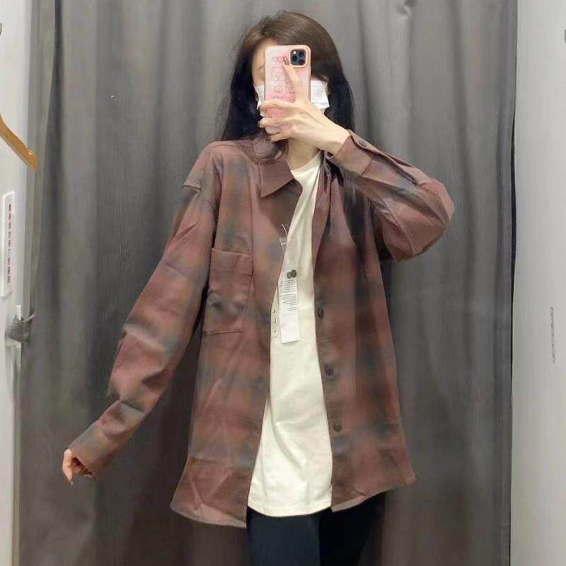 春秋法兰绒格子长袖衬衫442951