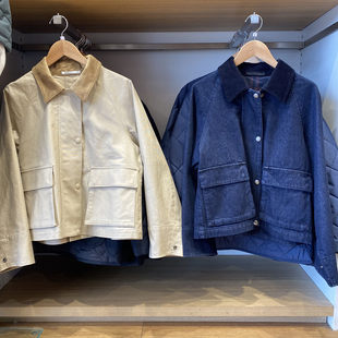 日单女装休闲翻领工装拉链茄克/巴恩风短外套夹克yy483807 484664